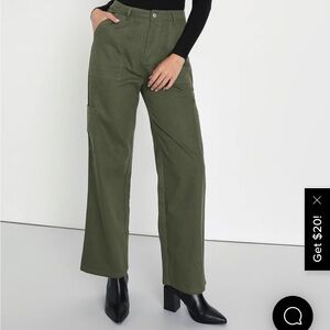 Lulus Olive Green High Rise Straight Leg Cargo Pants